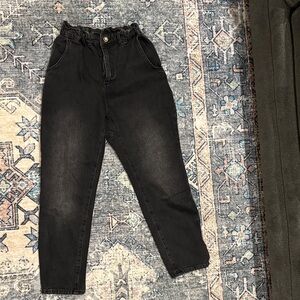 Zara Charcoal High Waist Papperbag Trousers Jeans